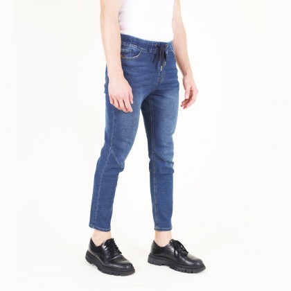 monsieur NICOLE (Regular Fit) Drawstring Waist Jeans Men- Denim Blue